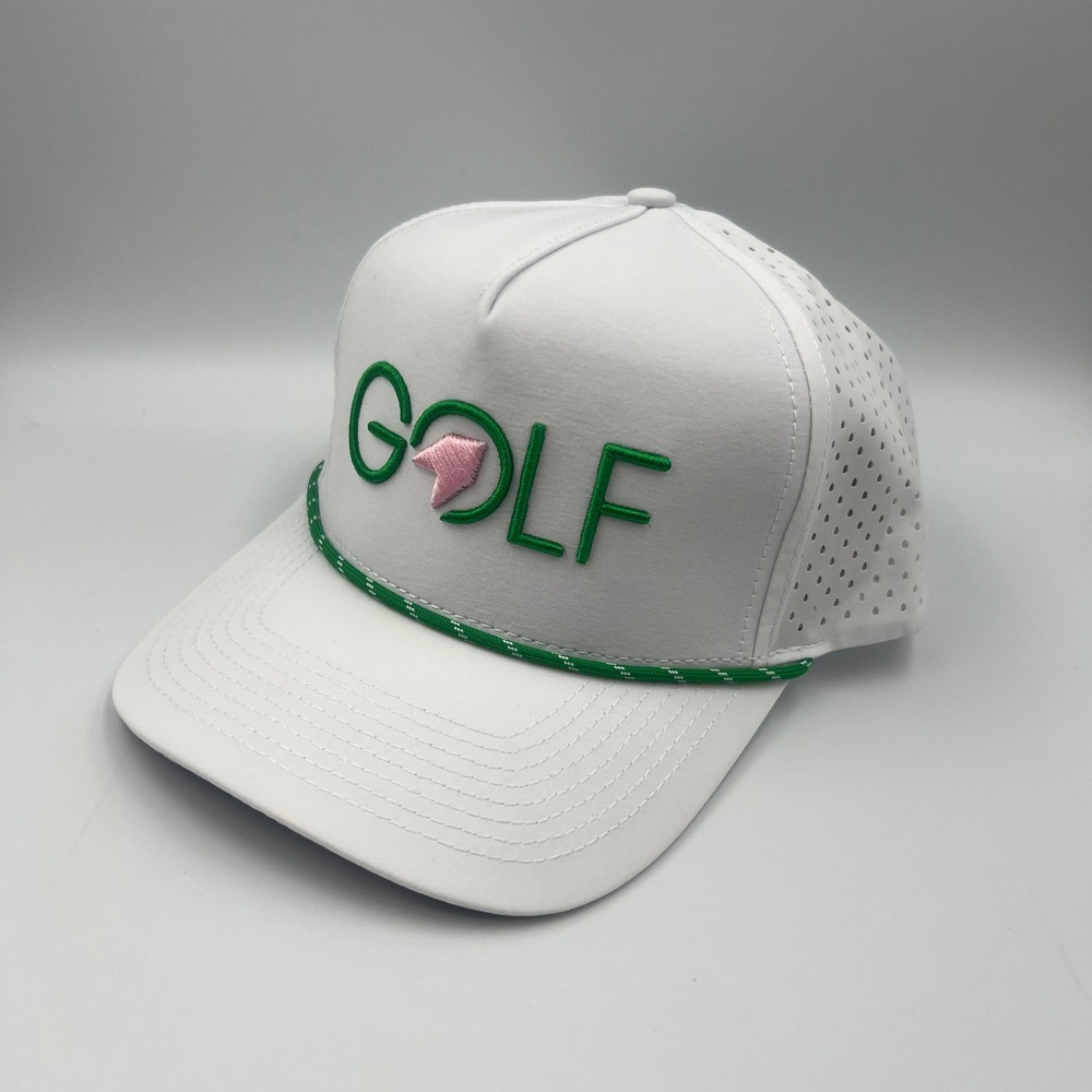 1764 Golf White Performance Rope Hat Floral Underbrim Snapback Trucker Cap